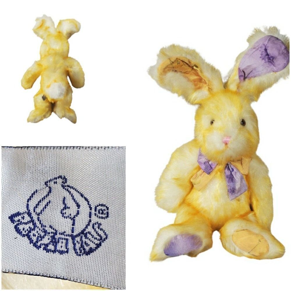 People Pals Bunny Rabbit Plush Furry Yellow Purple Easter Spring 18" Vintage - Picture 10 of 10